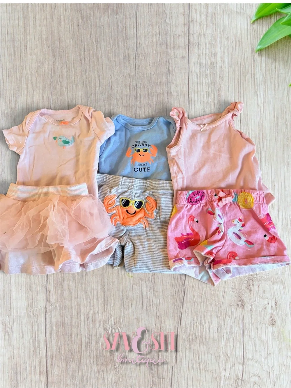 Baby Girl 3-6M Summer Bundle | 6 Pieces | Converse, Carters, Garanimals